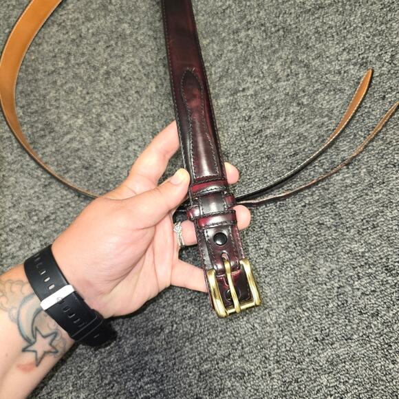 SAS Red-Brown Genuine Leather Belt 51 42 - Picture 2 of 7